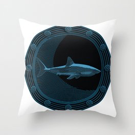 Engraved Shark Throw Pillow