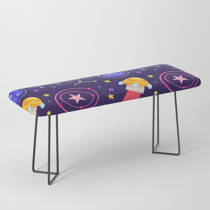 Brightly Colored Outer Space Pattern Bench
