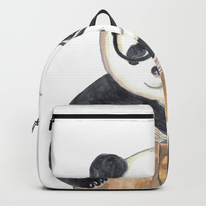 Panda reading book watercolor  Backpack