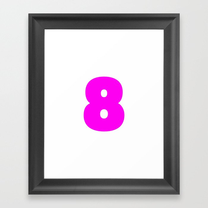8 (Magenta & White Number) Framed Art Print