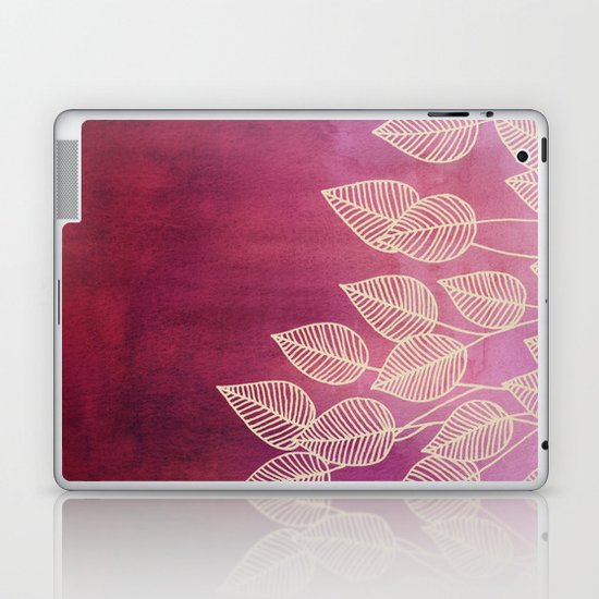 Magenta Garden - watercolor & ink leaves Laptop & iPad Skin