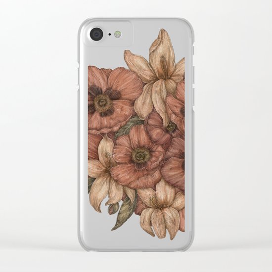 Poppies and Lilies Clear iPhone Case