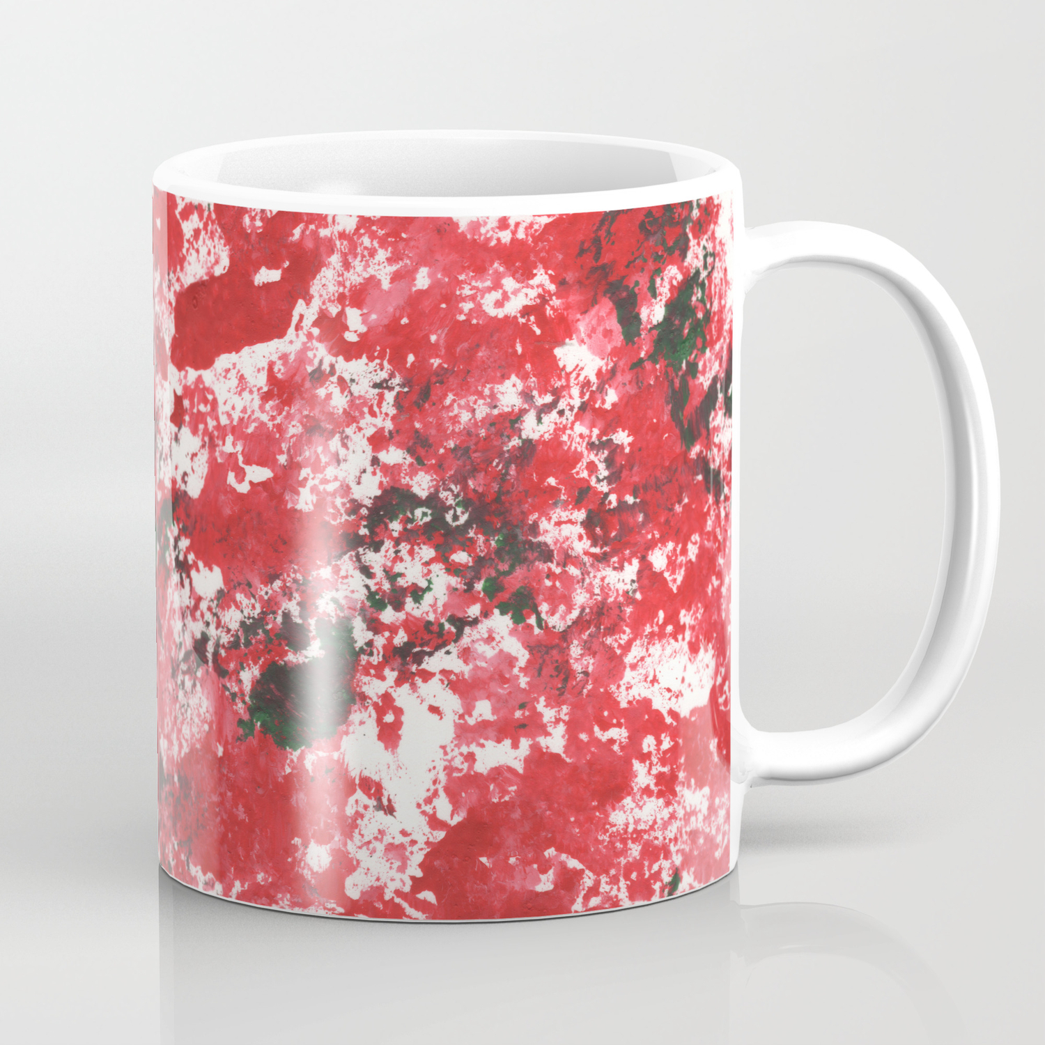 Red Camo Pattern Print Acrylic Artwork Black Splatter Painting