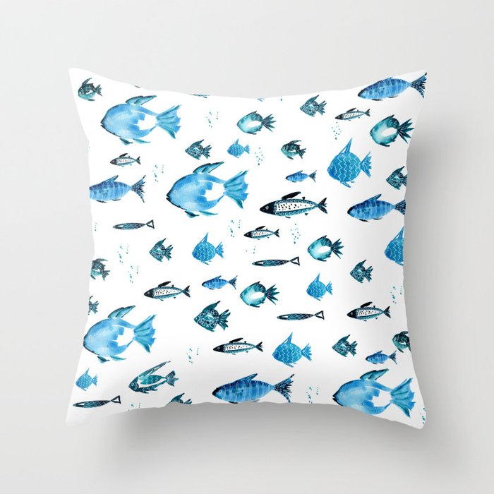 Fish society Throw Pillow