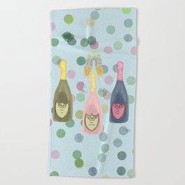 Champagne Celebration Illustration Beach Towel