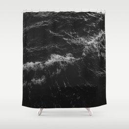 Dark Ocean in Black and. White Shower Curtain