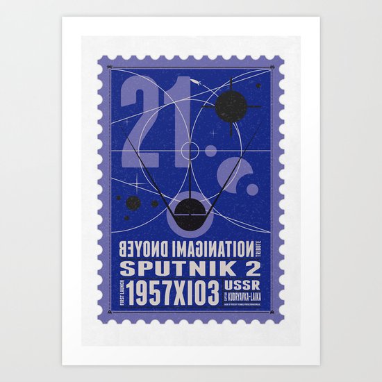 Beyond imagination: Sputnik 2 postage stamp Art Print