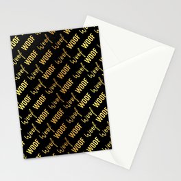 Dog Woof Quotes Black Yellow Gold Stationery Card