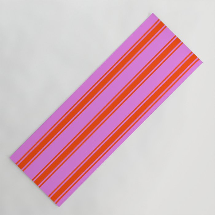 Violet and Red Colored Lined/Striped Pattern Yoga Mat