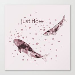 Just flow - Watercolor koi fish and bubbles Canvas Print