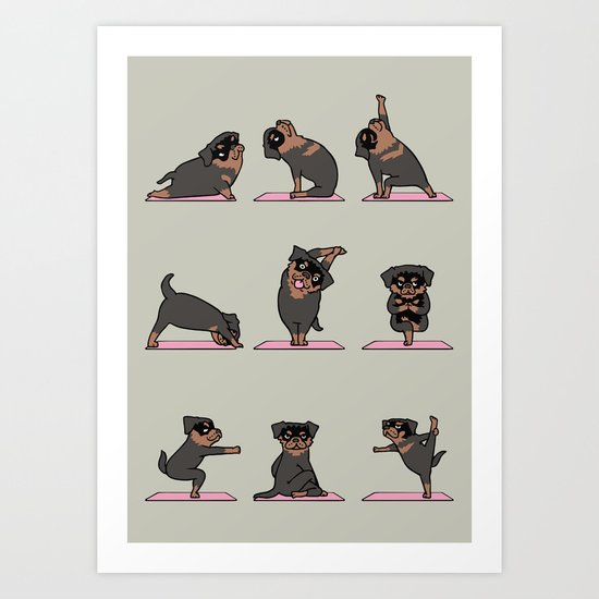Rottweiler Yoga Art Print
