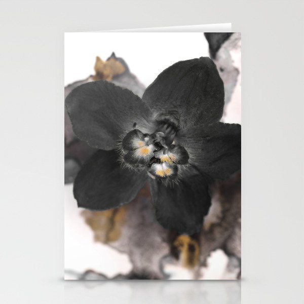 Black Orchid Flower on Watercolor 5031 Stationery Cards