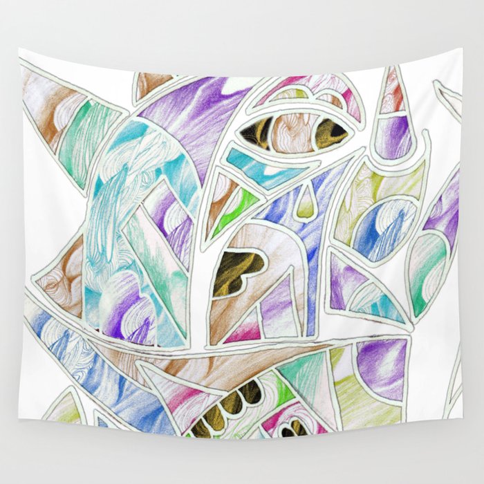 Cubist face Wall Tapestry