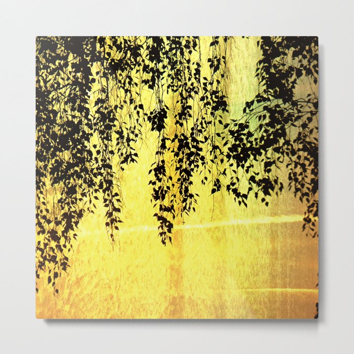 golden sunset weeping willow tree Metal Print