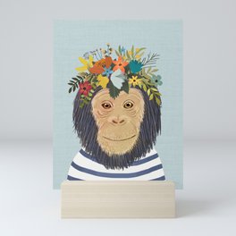 Baby Monkey, Nursery Animal, Safari Decor, Cute Baby Monkey Mini Art Print