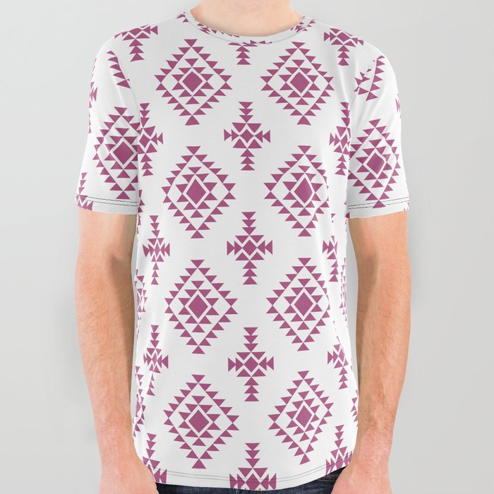 Magenta Native American Tribal Pattern All Over Graphic Tee