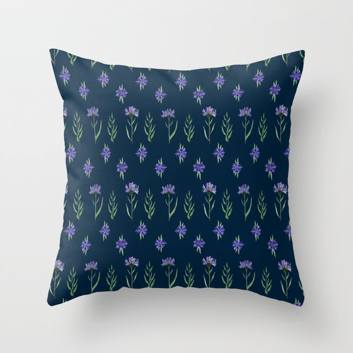 Floral pattern wth blue cornflowers Throw Pillow