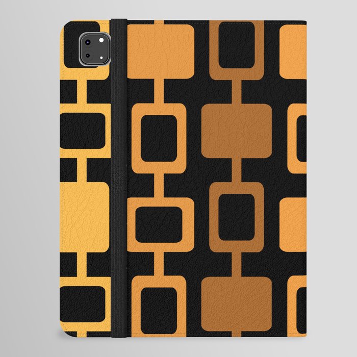 Mid Century Modern Square Columns Black Orange iPad Folio Case