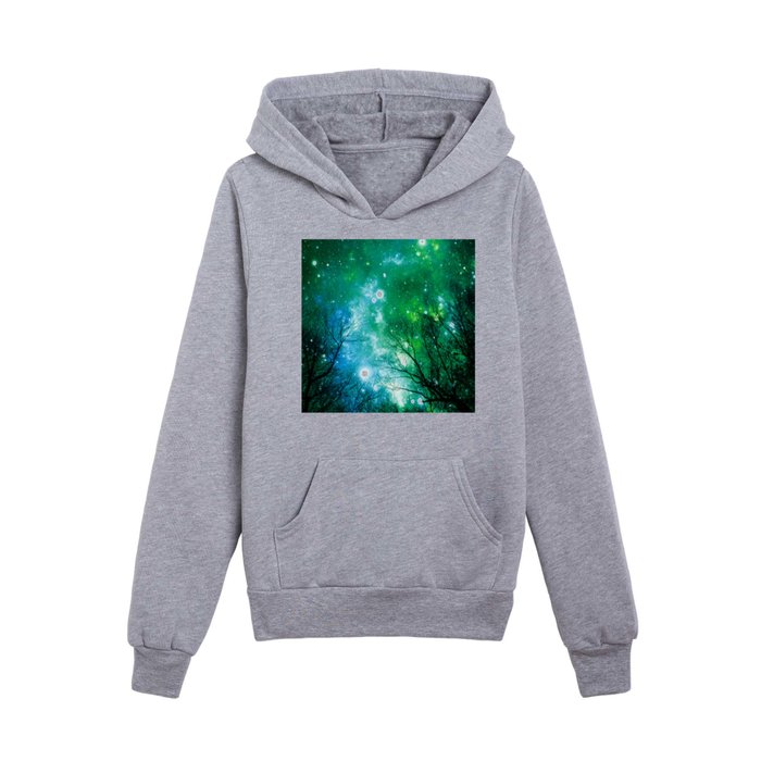 Black Trees Green Blue Turquoise Space Kids Pullover Hoodie