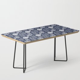 Navy Blue And White Coral Silhouette Pattern Coffee Table