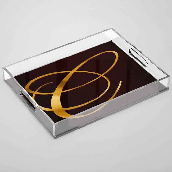 Golden letter C in vintage design Acrylic Tray