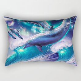Galaxy Dolphin Dolphins In Space Jumping Rectangular Pillow