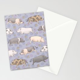 Mini Pig Parade - Purple Stationery Cards