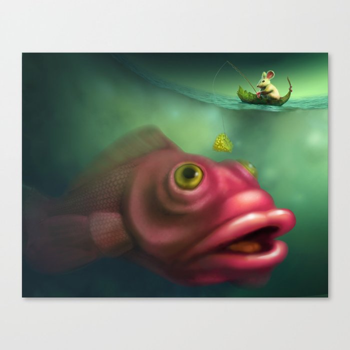 Mouse Fishing Canvas Print
