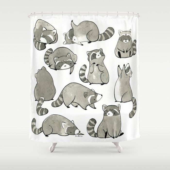 Delightfully Blobby Raccoons Shower Curtain