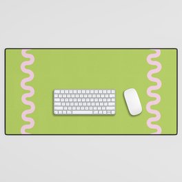 Waves Square Frame - Pink Green Desk Mat