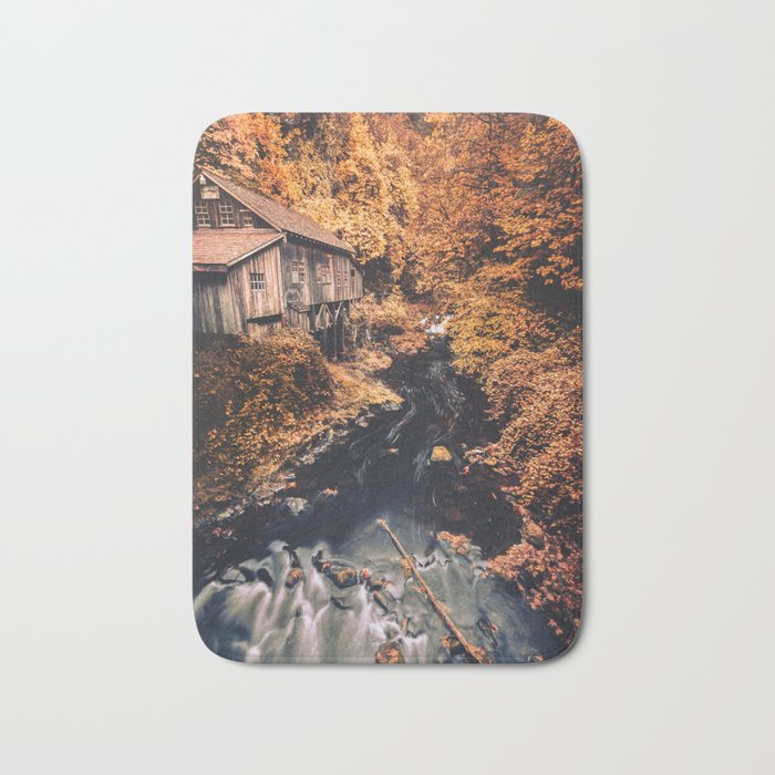 Autumn River Foliage Adventure - Fall Leaves PNW Bath Mat
