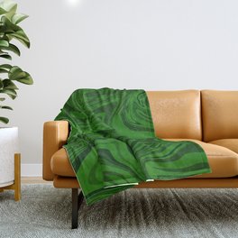 Green liquid art Throw Blanket