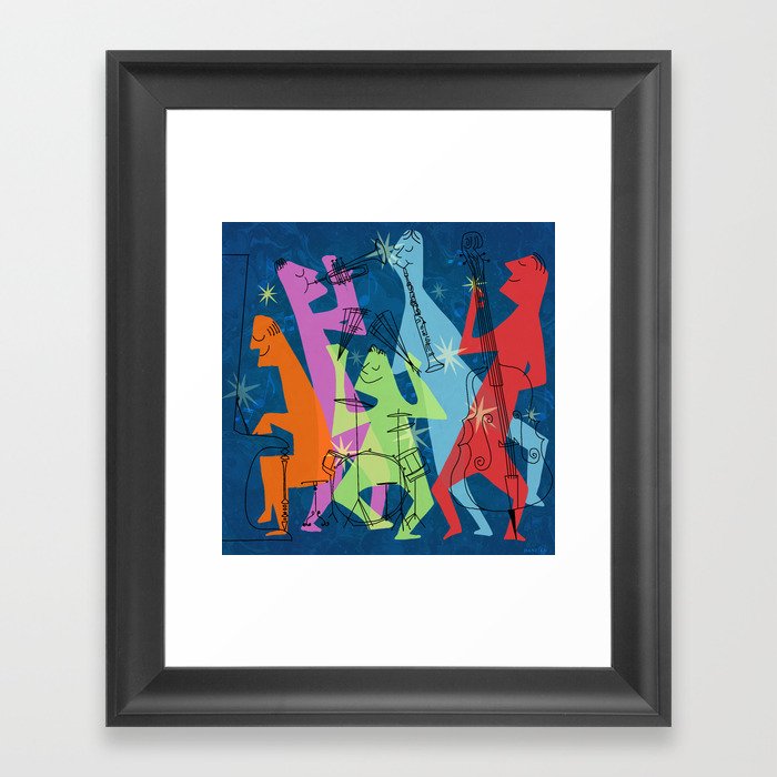 Mid-Century Modern Jazz Band Framed Art Print