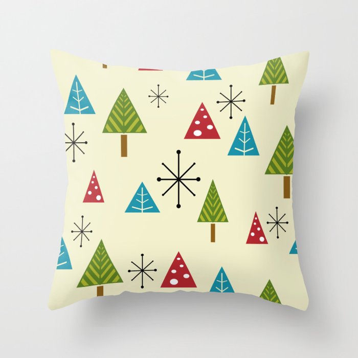 Society6 Mid Century Modern Christmas Trees by Kay Cordingly on Rectangular Pillow Medium 20 x 14 