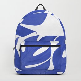 Blue Monstera Leaves White Background - Blue and White #decor #society6 #buyart Backpack