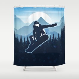 Royal Skiing - Attitude - Ski Snowboard Fly Skyline Shower Curtain