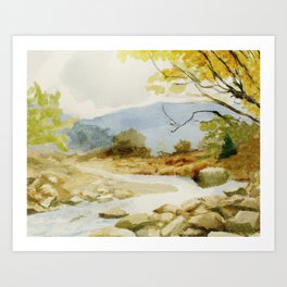 Stony Creek-Watercolor Landscape Painting Art Print