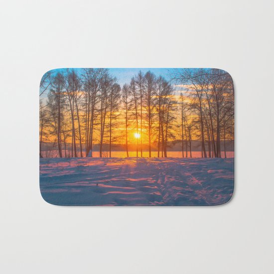 Winter sunset Bath Mat