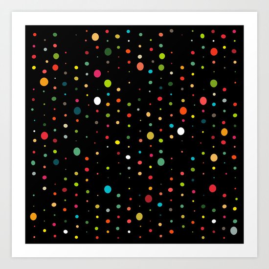 retro rain spots black Art Print