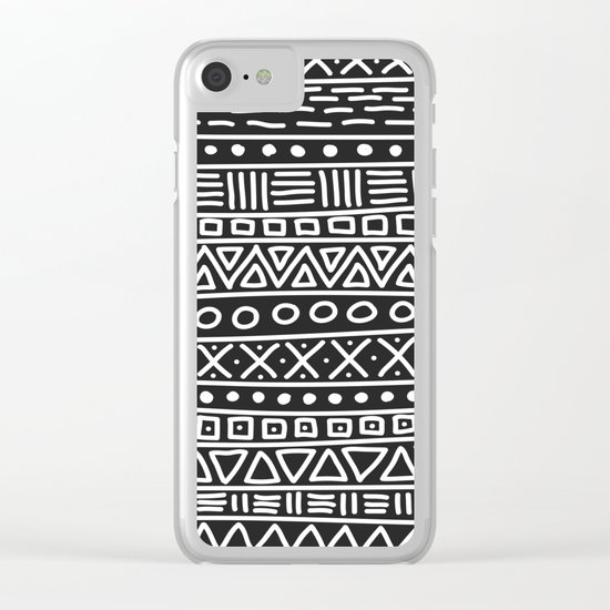 Geometric Doodle Plaid Clear iPhone Case