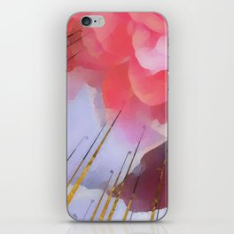 Coral Dahlia with golden arrows on cloudy sky iPhone Skin