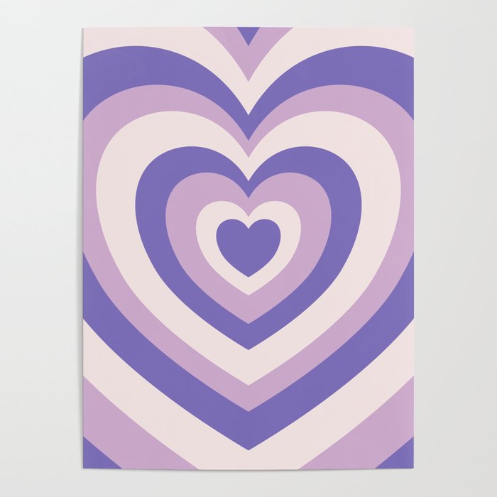 Retro Hearts - Pastel Purple Poster
