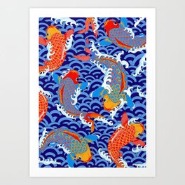 Koi fish / japanese tattoo style pattern Art Print