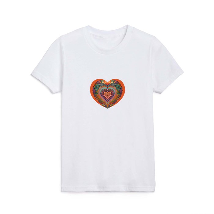 Groovy "Trippy Hippie" hearts and valentines Kids T Shirt