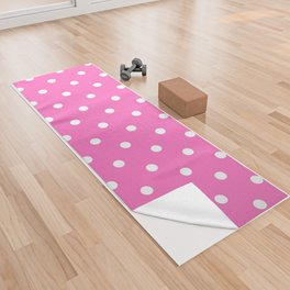 Bright Baby Pink & White Polka Dots Yoga Towel