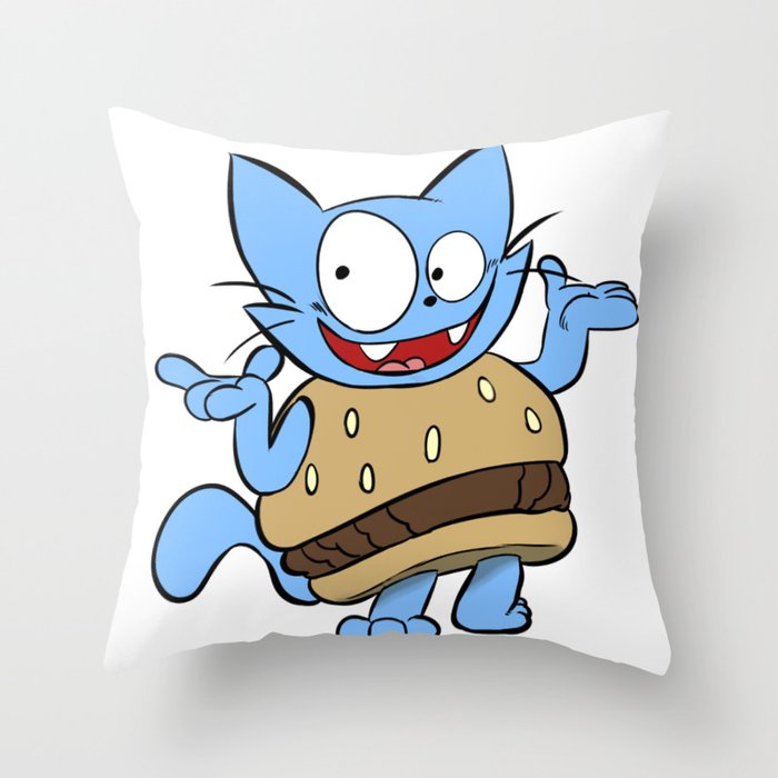 Hamburger Cat Throw Pillow