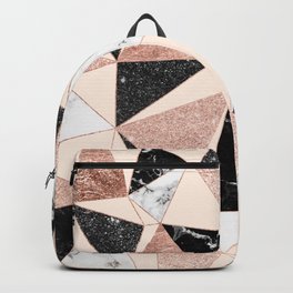 Modern black white marble rose gold glitter foil geometric abstract triangles pattern Backpack | Abstract, Photo, Geometricpattern, Geometric, Blackglitter, Graphicdesign, Modern, Blushpink, Contemporary, Rosegold 