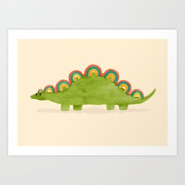 Rainbow colored dinosaur (stegosaurus) Art Print