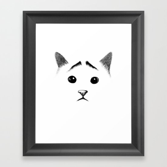 Cat with eyebrows Framed Art Print