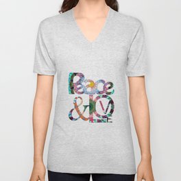 Peace And Love Art - Colorful Peaceful Artwork V Neck T Shirt